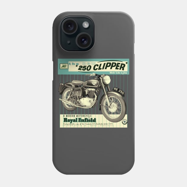 Vintage Royal Enfield 250 cc Clipper Motorcycle by MotorManiac Phone Case by MotorManiac
