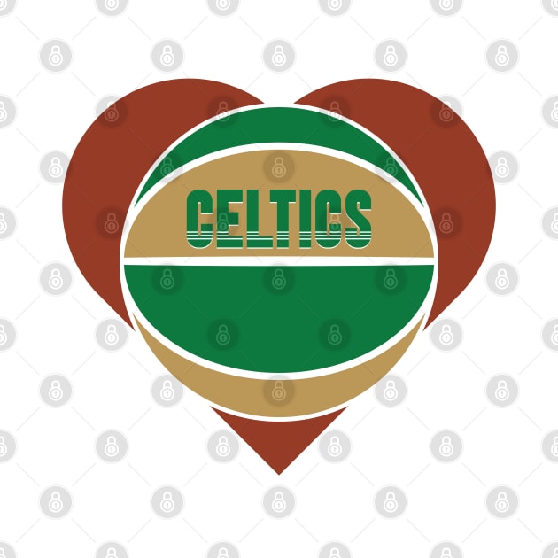 Heart Shaped Boston Celtics Basketball by Rad Love