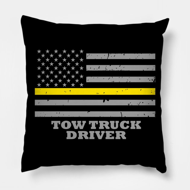 Tow Truck Driver Thin Yellow Line Flag Pillow by bluelinemotivation