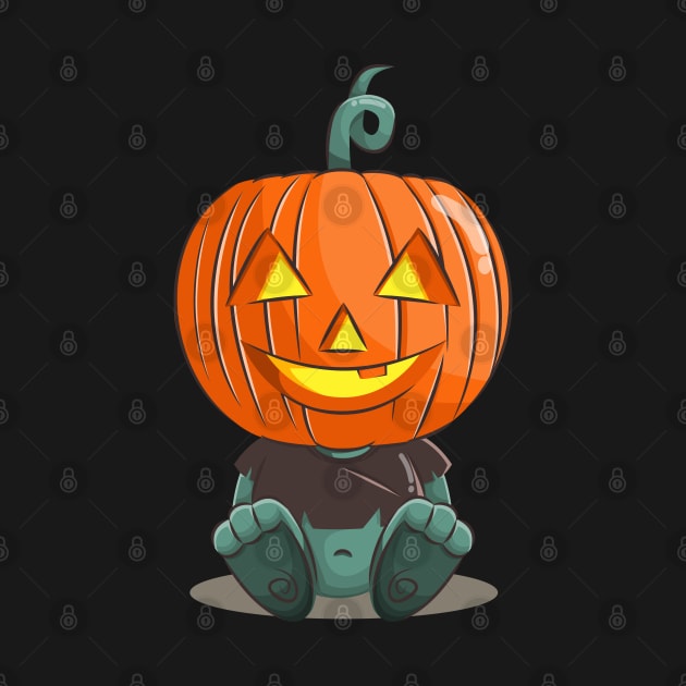 Cute pumpkin head monster by sharukhdesign