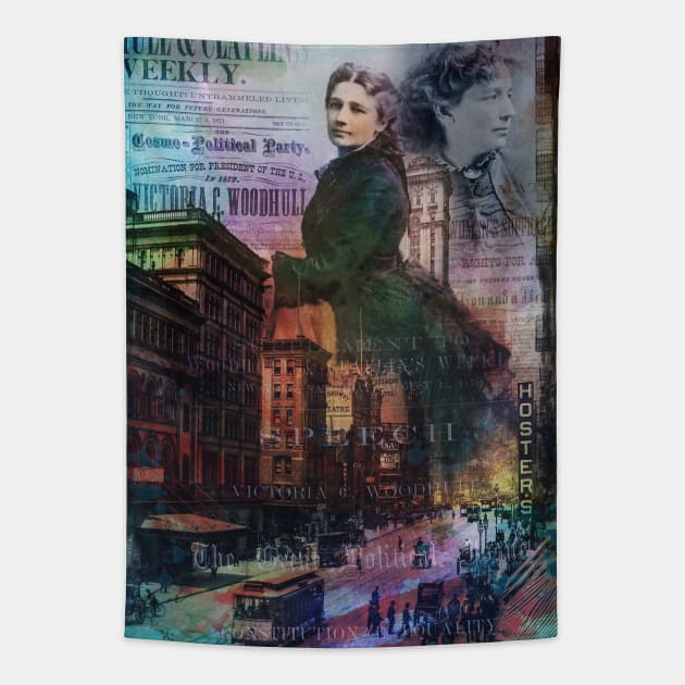 Collage Art Victoria Woodhull Tapestry by Floral Your Life!