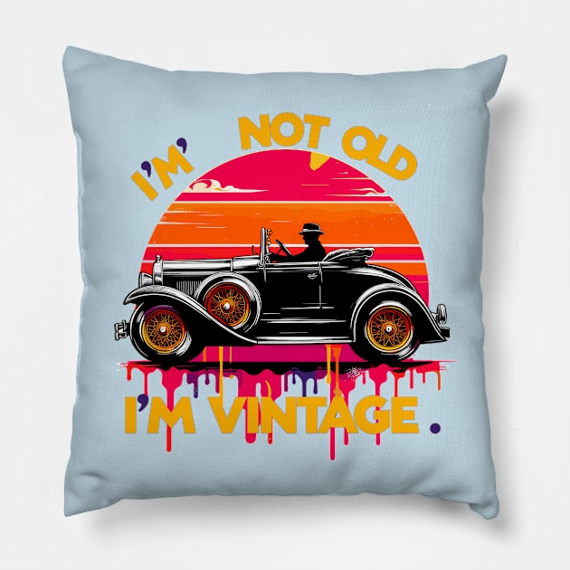 Vintage Car Pillow by Vehicles-Art