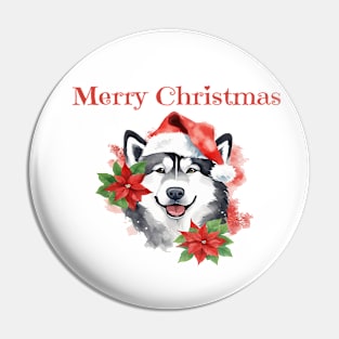 Alaskan Malamute Christmas, Holiday, X-mas, Dogs, Animal Lovers, Pets Pin