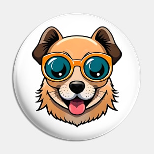 Cute brown dog with glasses Pin