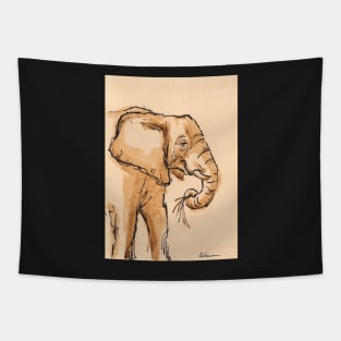 Breakfast - Elephant #28 Ink Wash Painting Tapestry