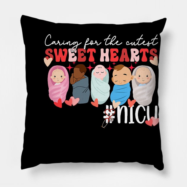 Caring For The Cutest Sweethearts Nicu Nurse Valentines Day Pillow by jadolomadolo