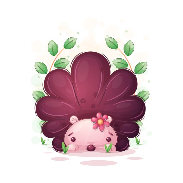 Cute hedgehog with flower by NoonDesign