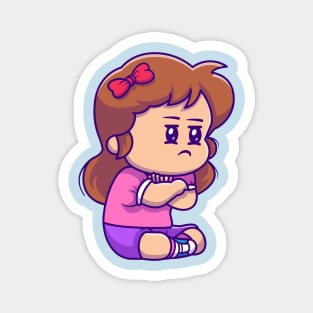 Cute Girl Angry Cartoon Magnet