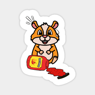 Cute Hamster Spills Hot Sauce Tabasco Magnet