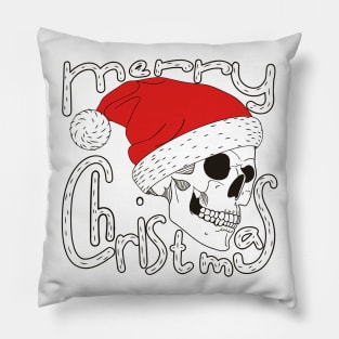 Merry Christmas Skull Face Pillow