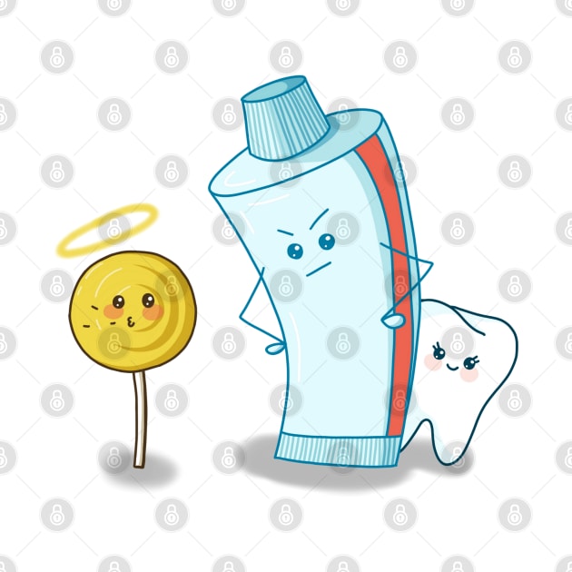 Sweet little tooth is protected by toothpaste by Arpi Design Studio