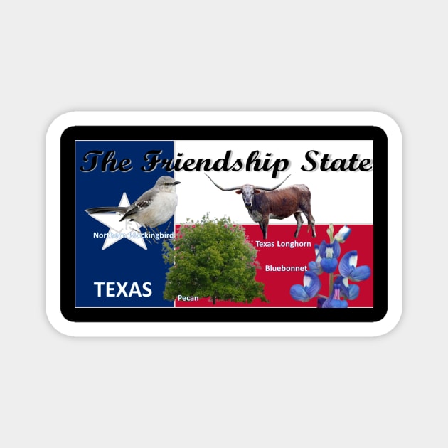 Texas State Flag with Texas Symbols for your Tee Shirt Magnet by Battlefoxx Living Earth