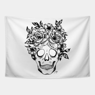 Floral Skull Tapestry