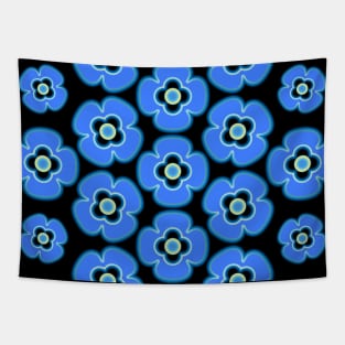 Blue Flower Circle 3 Tapestry