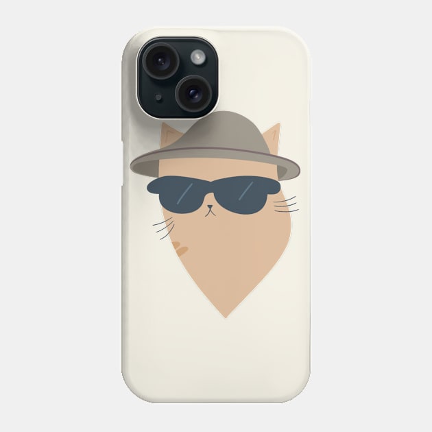 Modern Cat: Brown/Orange with Stylish Hat & Sunglasses Phone Case by ShutterStudios