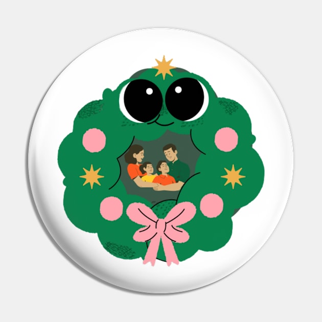 Happy Family Celebrating Christmas Pin by Craftshirt