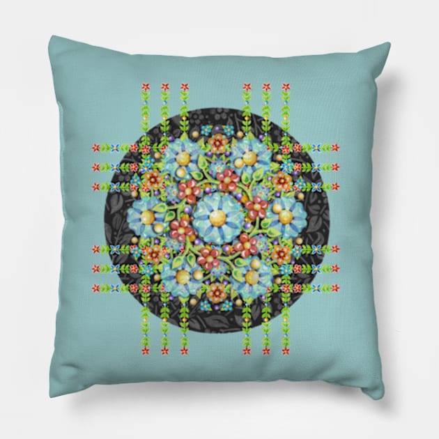 Punk Filigree Floral Pillow by PatriciaSheaArt