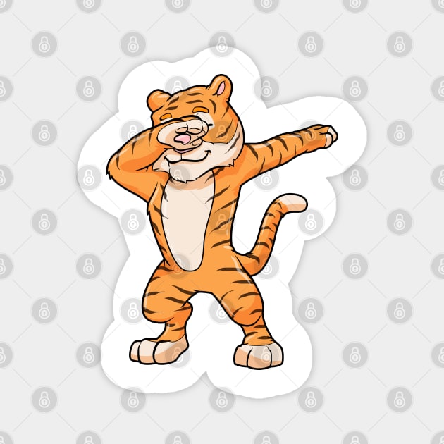 Funny tiger at dabbing Magnet by Markus Schnabel