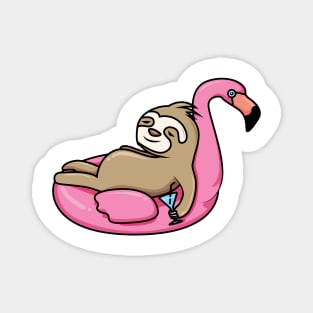 A lazy sloth floating on a flamingo Magnet