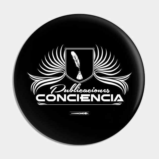 Publicaciones ConCiencia Logo White Pin by ConCiencia Media