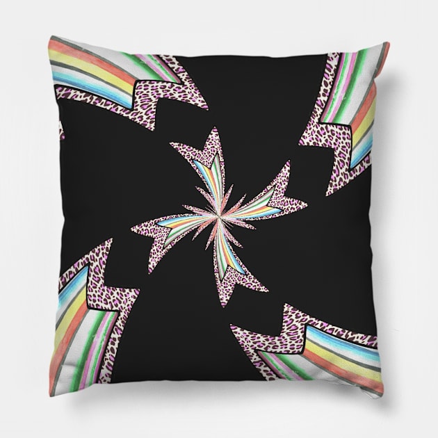 Leopard Serape Colorful Southwest Pillow by Moon Art