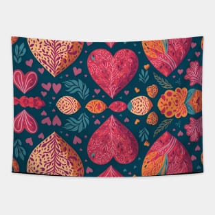 bright colorful hearts pattern Tapestry