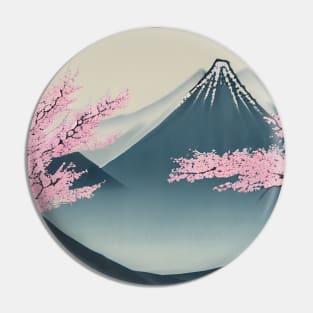 Cherry blossoms and mountains landscape Pin