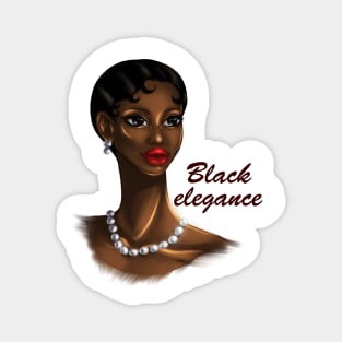 Black Elegance Melanin Woman Beautiful Retro Portrait Magnet