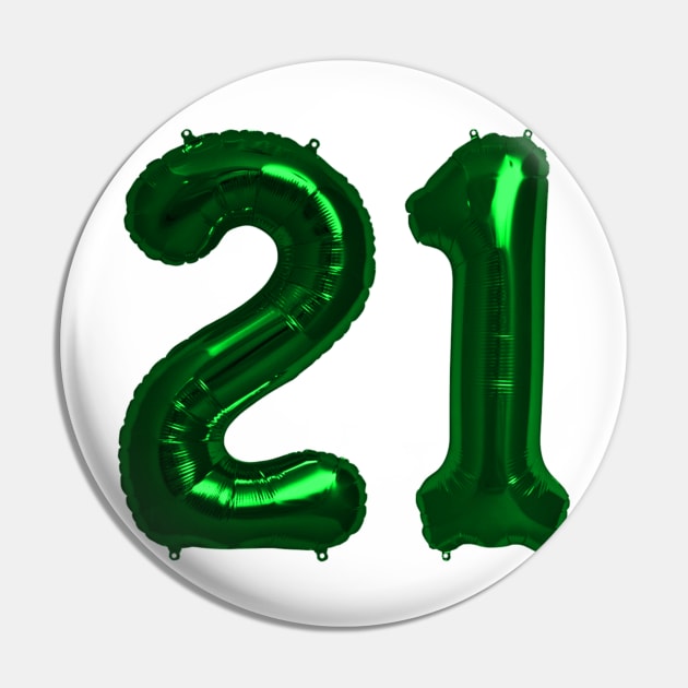 Bright Green 21st Birthday Metallic Helium Balloons Numbers Pin by podartist