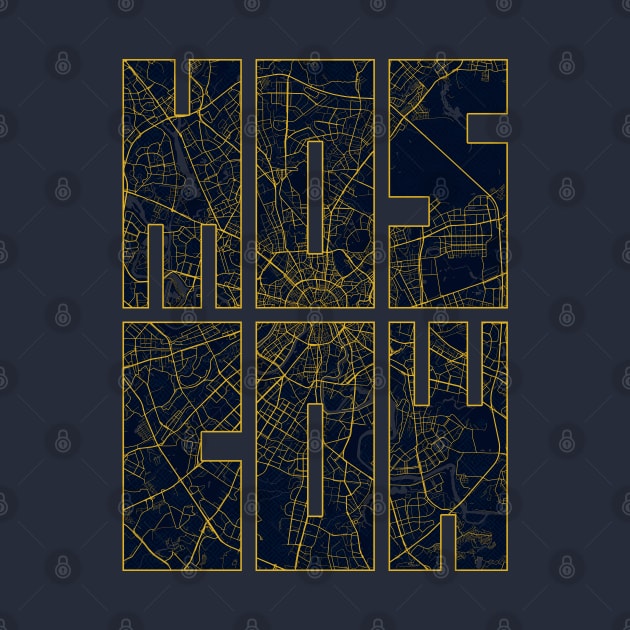 Moscow, Russia City Map Typography - Gold Art Deco by deMAP Studio