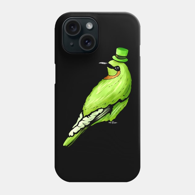 Green Bird With Green Hat For St. Patricks Day Phone Case by SinBle
