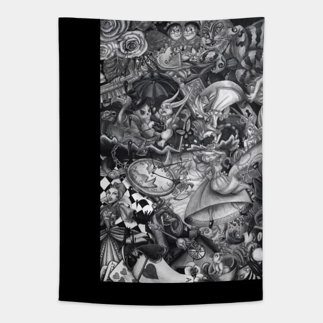We re All Mad Here Black and White Alice In Wonderland