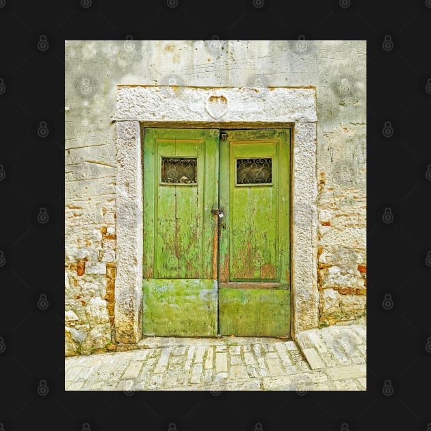 Old Green Wooden Door by kallyfactory