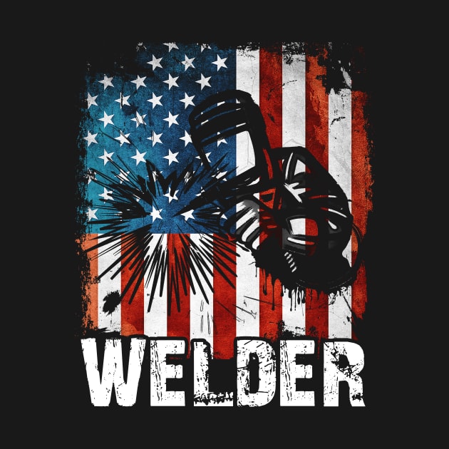 Welder American Flag Grunge Distressed by paola.illustrations