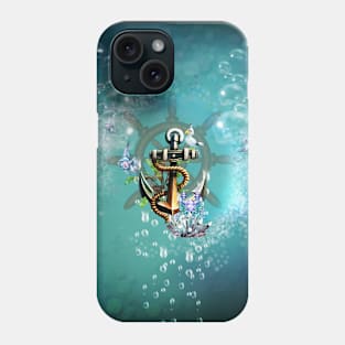 Anchor with seagull and fish Phone Case