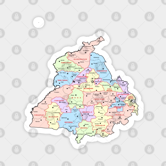 Punjab illustrated map Magnet by who_rajiv