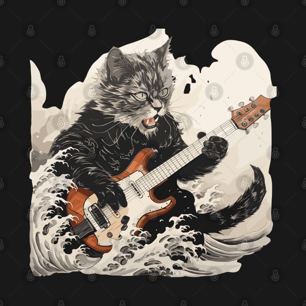 Cat guitar Kanagawa Wave by VisionDesigner