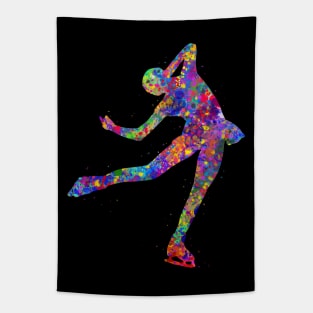 Ice skater watercolor art Tapestry