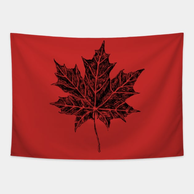 Maple Leaf Sketch Tapestry by rachelsfinelines