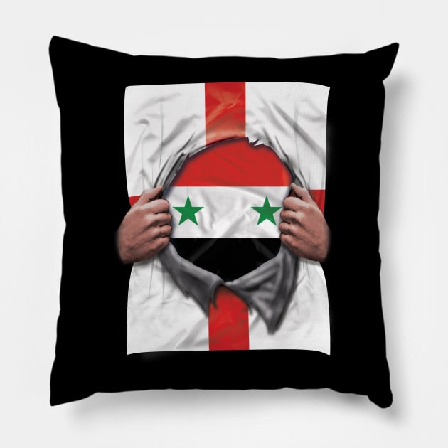 Syria Flag English Flag Ripped - Gift for Syrian From Syria Pillow by Country Flags