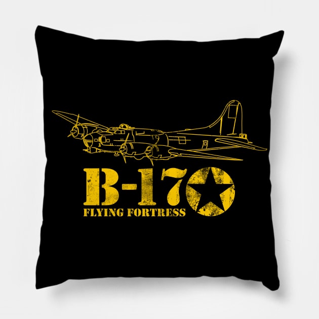 B-17 Flying Fortress (distressed) Pillow by TCP