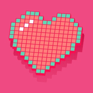 Retro Pixel Heart - Pink 3D [Rx-Tp] T-Shirt