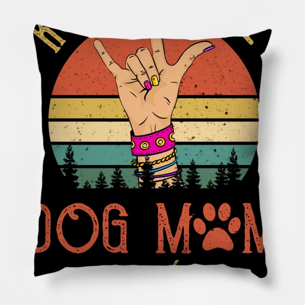 Rockin' The Dog Mom And Vegan Life Vintage Pillow by gotravele store
