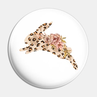 Cute leopard floral boho bunny silhouette illustration Pin