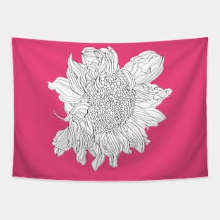 Sunflower Cut Out Line Art Tapestry