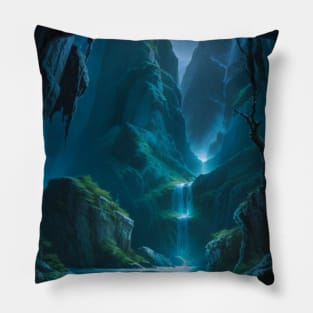 Shaengarne River Frosty Icewind Dale Waterfall Pillow