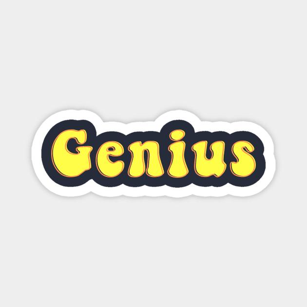 Genius 70s Yellow Retro Fun Humor Magnet by VLE Design