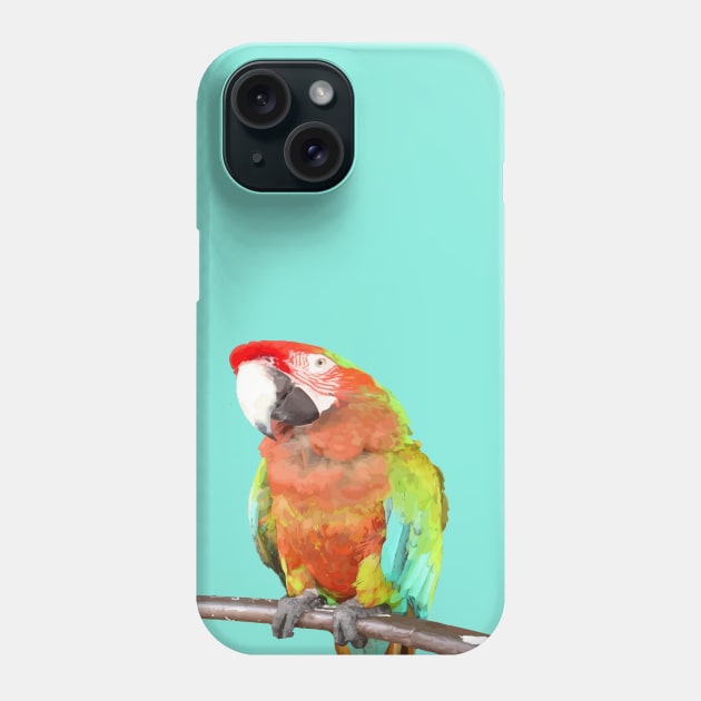 Stunning Harlequin Macaw On A Perch Vector Art Phone Case by taiche