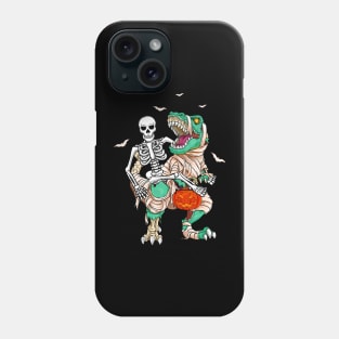 Skeleton Riding Mummy Dinosaur T Rex Kids Funny Halloween Phone Case