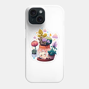 Cute kawaii cat, plants and pots pack Phone Case